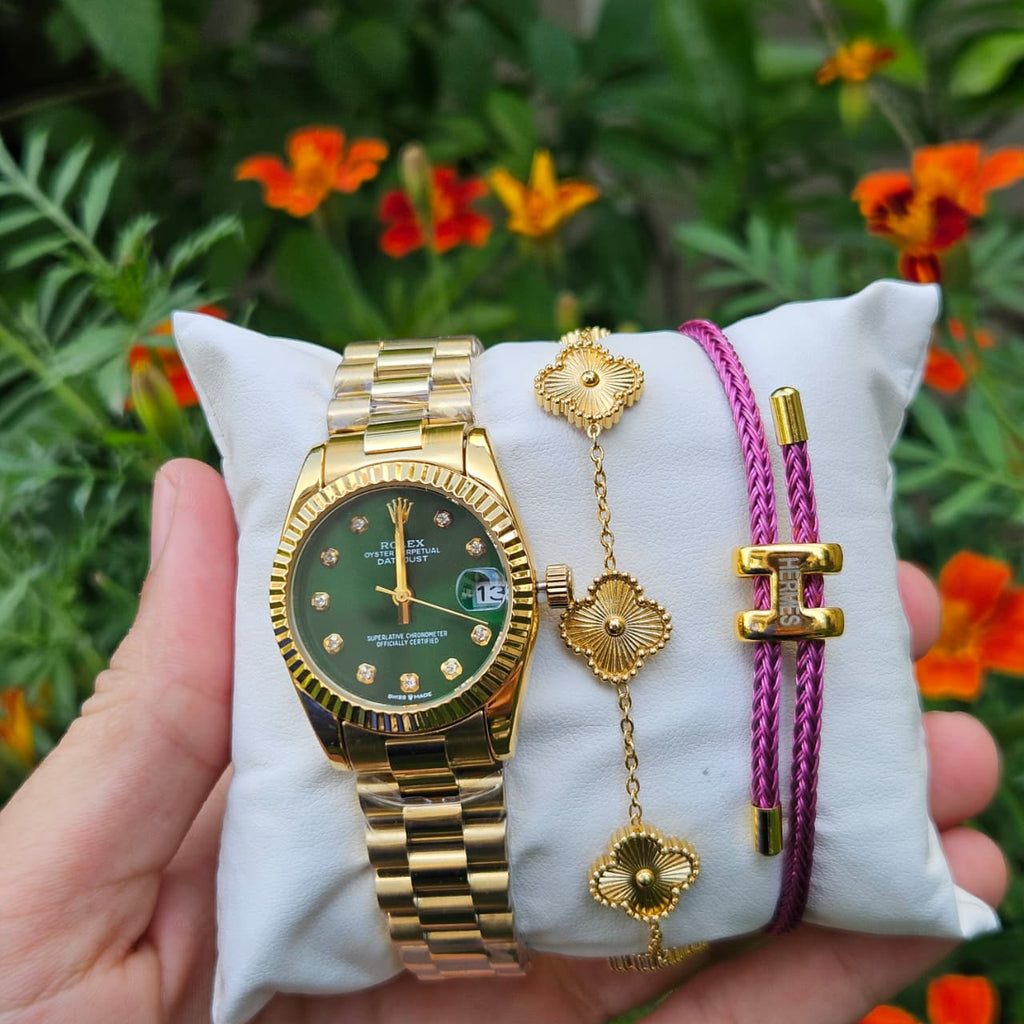 pack Rolex et 3 brasli femme