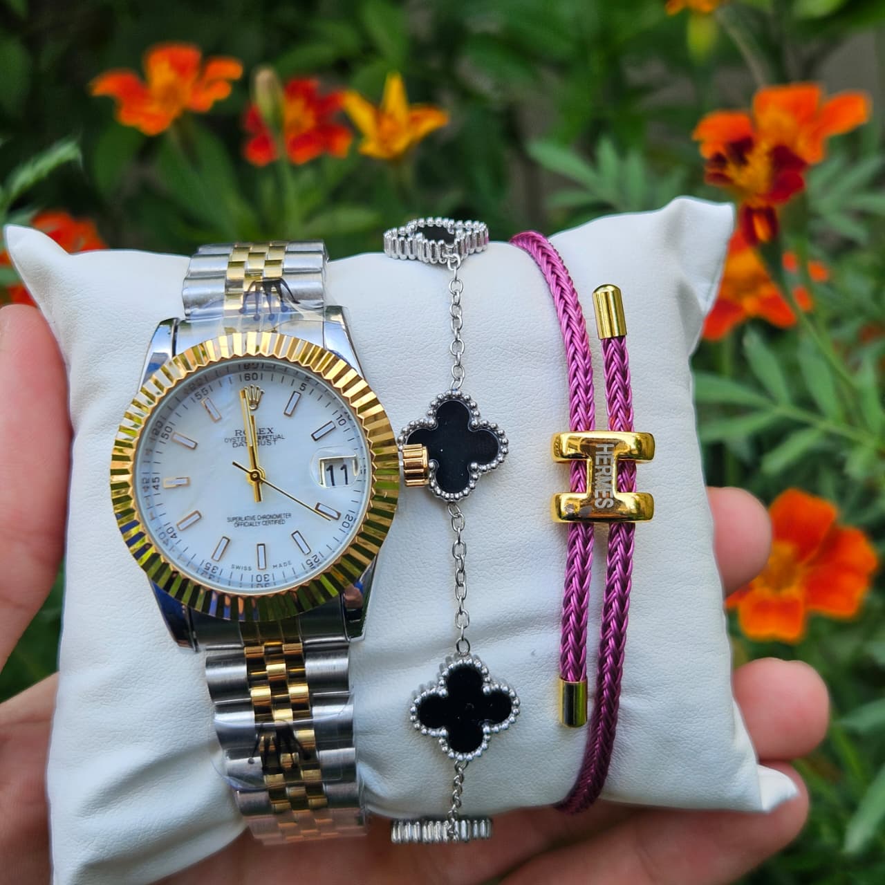 pack Rolex et 3 brasli femme