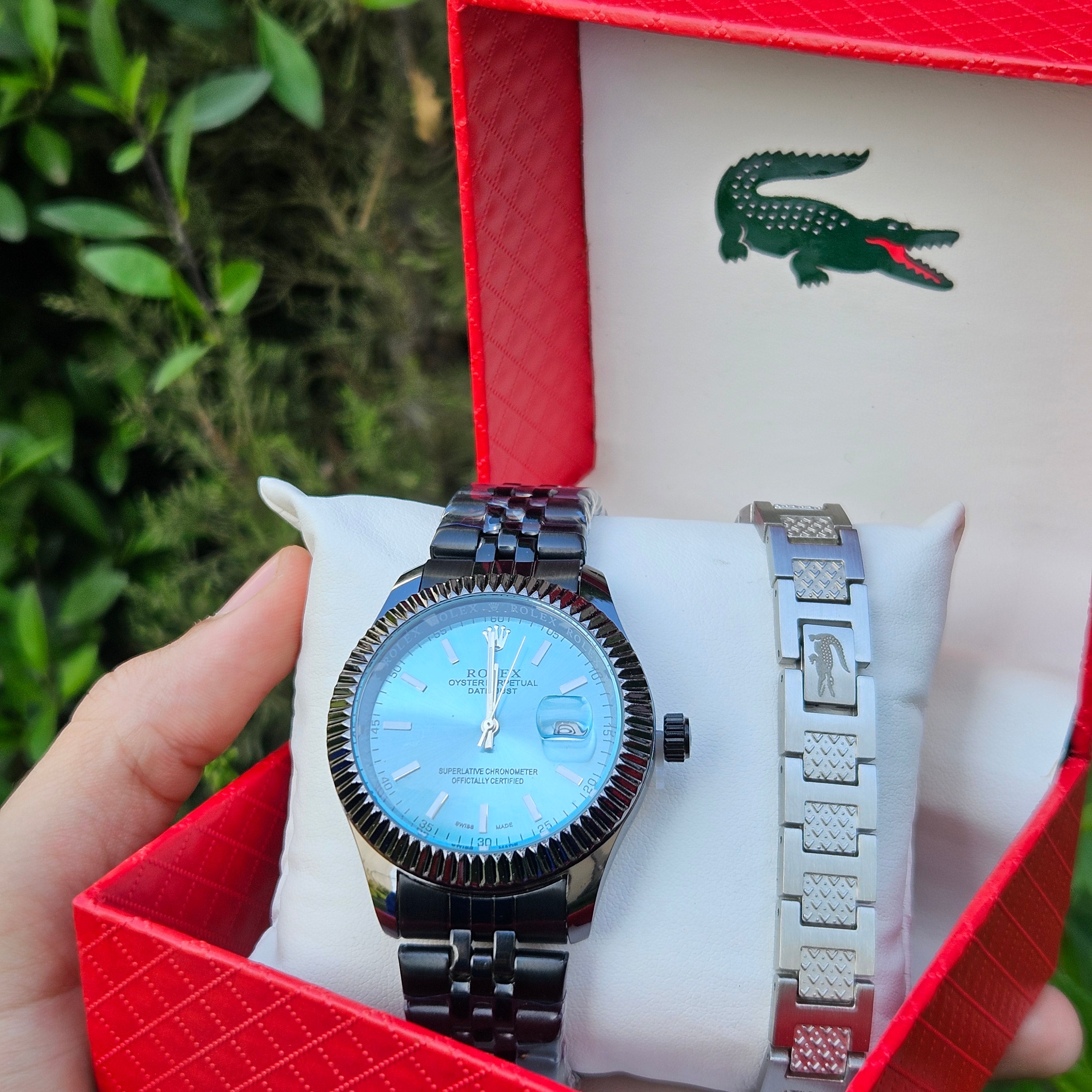 Pack Montre Rolex Et Braslet Lacoste